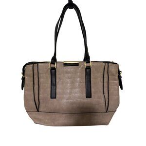 Kate Landry Purse Taupe Pebbled leather with Black Trim